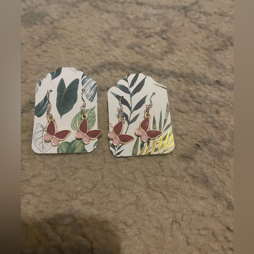 Purple and pink butterfly earrings